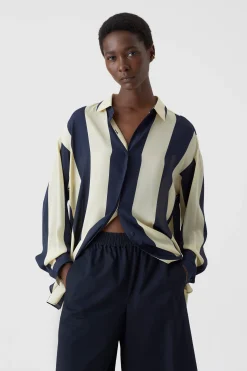 Striped Shirt Made Of Viscose & Silk